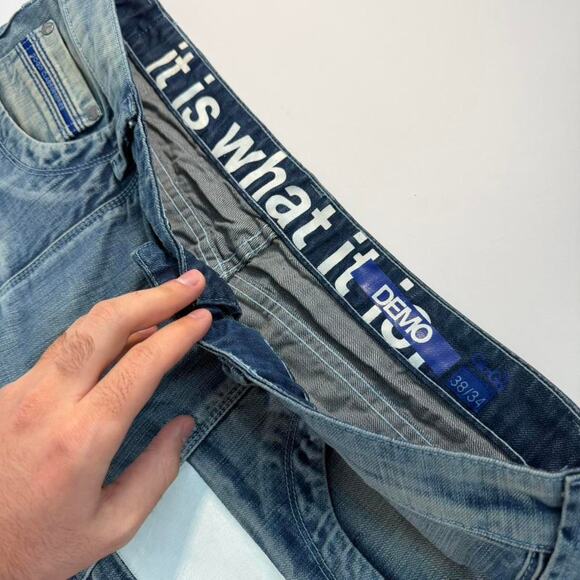 Vintage y2k baggy wide leg skater faded stonewash archive jeans - Picture 5 of 6